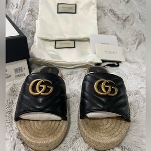 Black Gucci espadrilles slides. Authentic in excellent condition